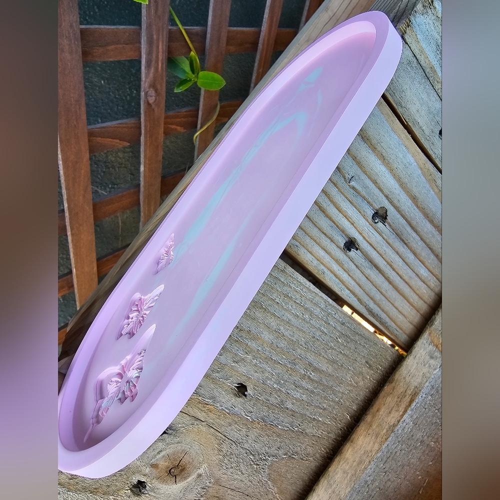 New Handmade Eco Resin Butterfly Tray, Pink - Picture 5 of 6